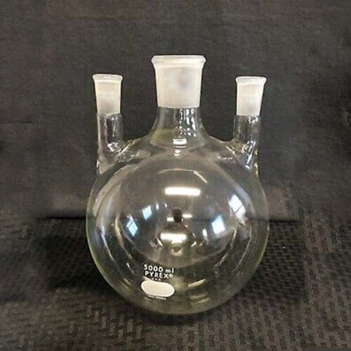 Pyrex Glass Boiling Flask 5000ml Three Nack B24 29.jpg