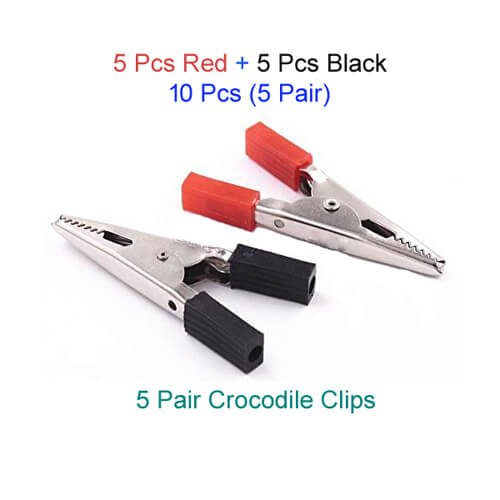 10 Pcs Crocodile Clip (Red+Black) Combo Pack
