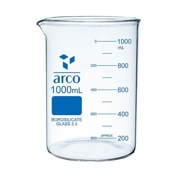 Arco Glass Beaker 1000mL Low form with Spout
