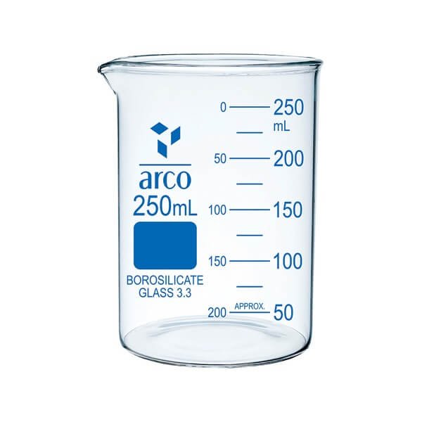 Arco Glass Beaker 250mL Low form with Spout