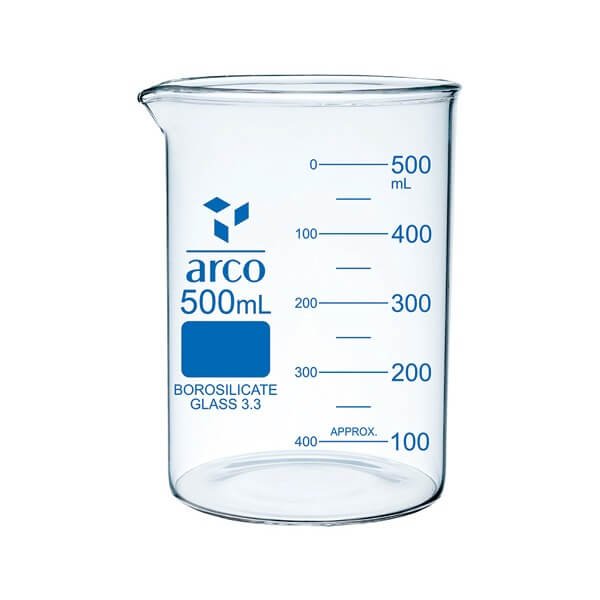 Arco Glass Beaker 500mL Low form with Spout