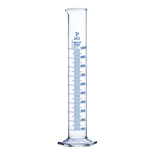 Arco Measuring Cylinder 1000mL Class-A Hexagonal Base