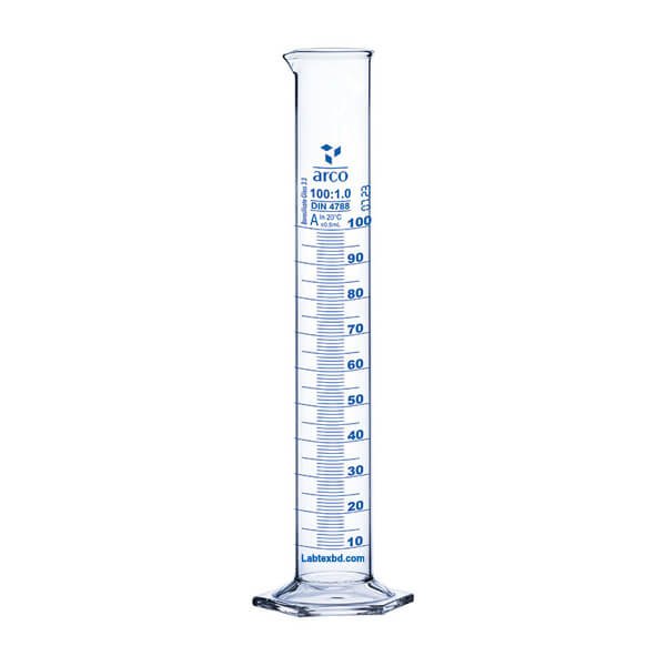 Arco Measuring Cylinder 100mL Class-A Hexagonal Base