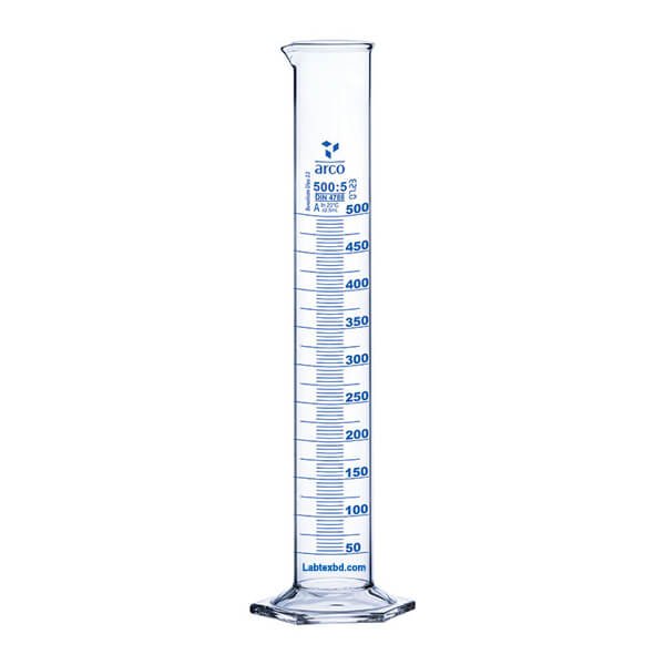 Arco Measuring Cylinder 500mL Class-A Hexagonal Base
