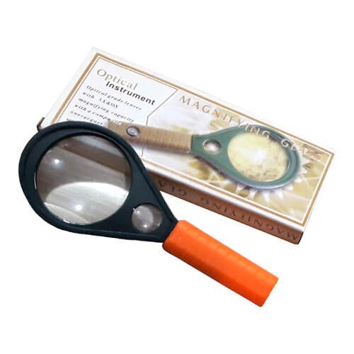 Hand Magnifying Glass 50 mm Orange and Green