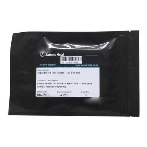 James Heal Impregnated Test Paper 100mm x 75mm Test Fabrics