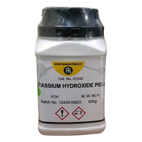 Potassium Hydroxide Pellets 500g ResearchLab India