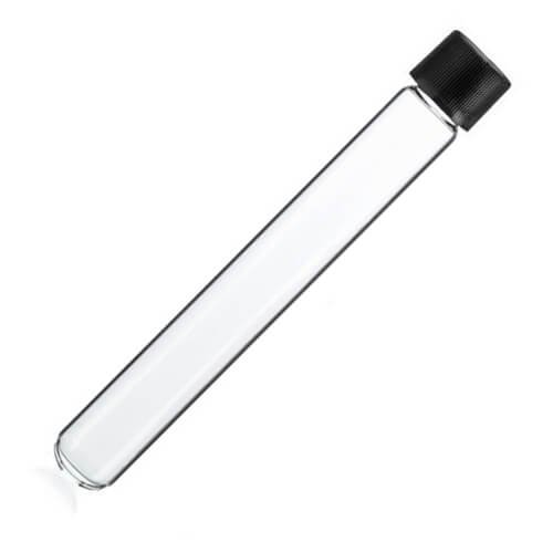 Pyrex Test Tube with Black Cap 6 Inch Clear Glass Tube