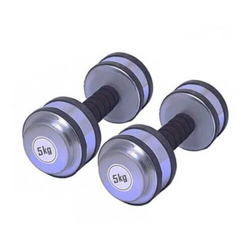 Silver Dumbbell Set with Rubber Gripped 10kg (5kg X 2)