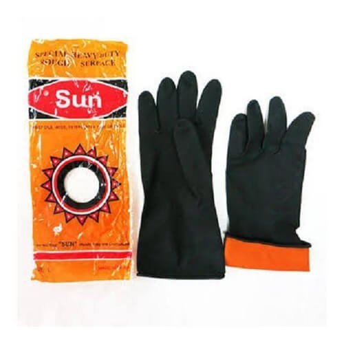 Sun Industrial Hand Glove Rubber Made Black Safety Gloves 1 Pair