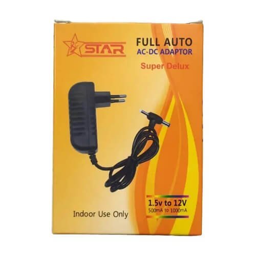 Universal Automatic 1.5V to 12V Power Adapter Charger With 2 Jack